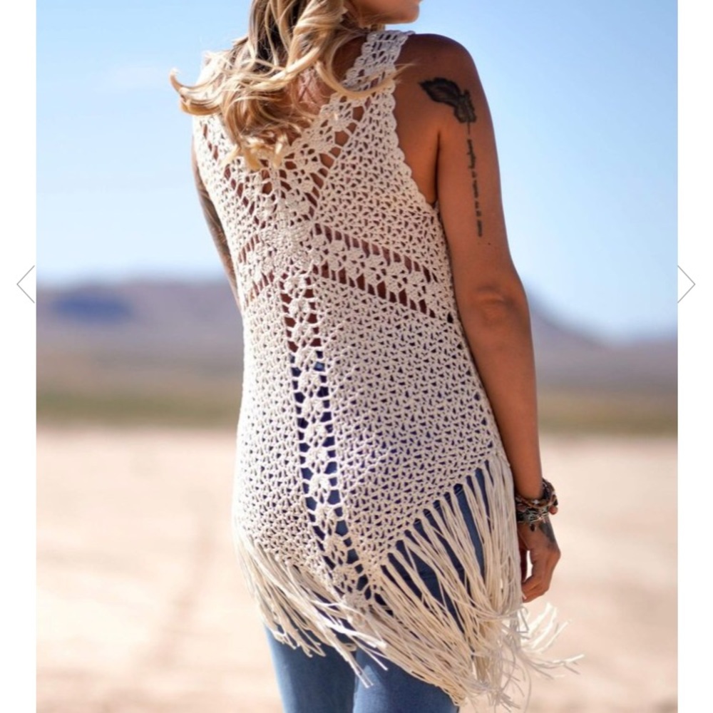 🚫SOLD 🏆HP Three Bird Nest Crochet Tunic - Picture 4 of 6